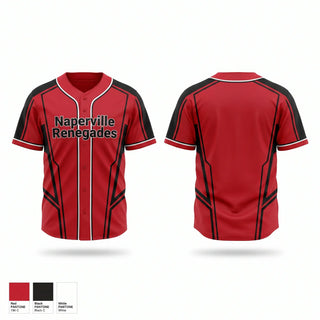 Full Button Baseball Jersey, Naperville Renegades, Baseball, Teamtime, Team time, sublimation, custom sports apparel, team uniforms, spirit wear, spiritwear, sports uniforms, custom shirts, team store, custom team store, fundraiser sports, apparel fundraiser