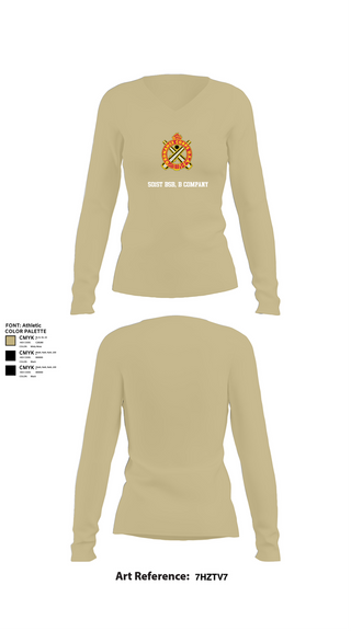 Womens Long Sleeve Vneck Shirt, 501st BSB, B Company, , Teamtime, Team time, sublimation, custom sports apparel, team uniforms, spirit wear, spiritwear, sports uniforms, custom shirts, team store, custom team store, fundraiser sports, apparel fundraiser