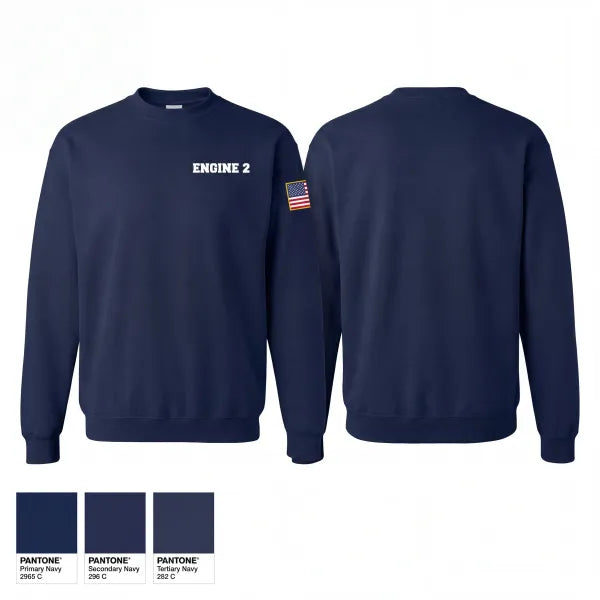 Crew Neck Sweatshirt, Engine 2, Fire Department, Teamtime, Team time, sublimation, custom sports apparel, team uniforms, spirit wear, spiritwear, sports uniforms, custom shirts, team store, custom team store, fundraiser sports, apparel fundraiser