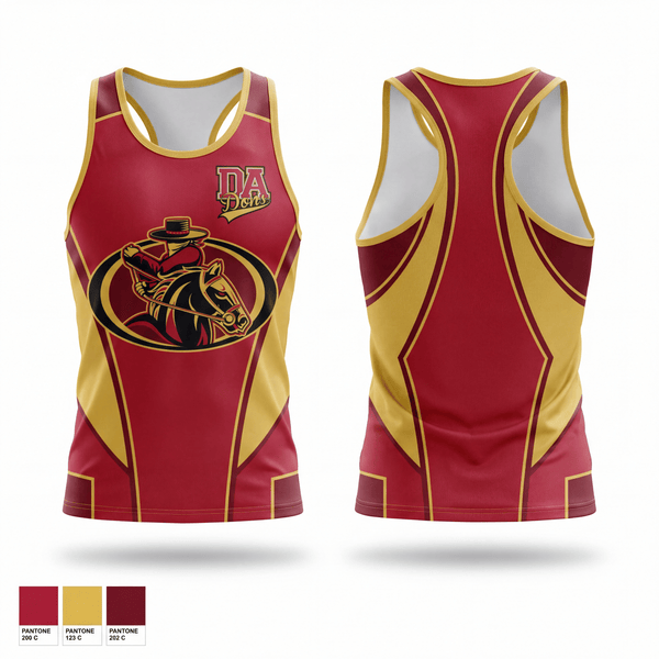 Mens Track Singlet, DeAnza High School Dons, Track & Field, Teamtime, Team time, sublimation, custom sports apparel, team uniforms, spirit wear, spiritwear, sports uniforms, custom shirts, team store, custom team store, fundraiser sports, apparel fundraiser