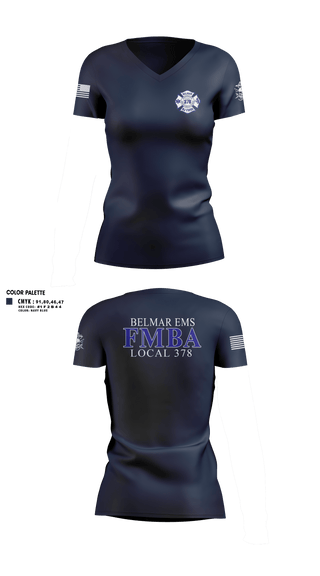 Womens Short Sleeve Vneck Shirt, Belmar FMBA, Fire Department, Teamtime, Team time, sublimation, custom sports apparel, team uniforms, spirit wear, spiritwear, sports uniforms, custom shirts, team store, custom team store, fundraiser sports, apparel fundraiser