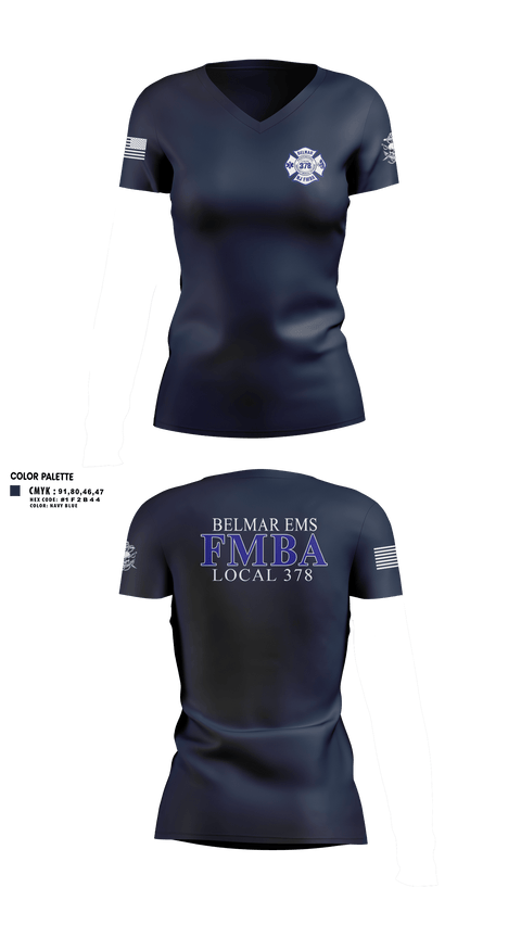 Womens Short Sleeve Vneck Shirt, Belmar FMBA, Fire Department, Teamtime, Team time, sublimation, custom sports apparel, team uniforms, spirit wear, spiritwear, sports uniforms, custom shirts, team store, custom team store, fundraiser sports, apparel fundraiser