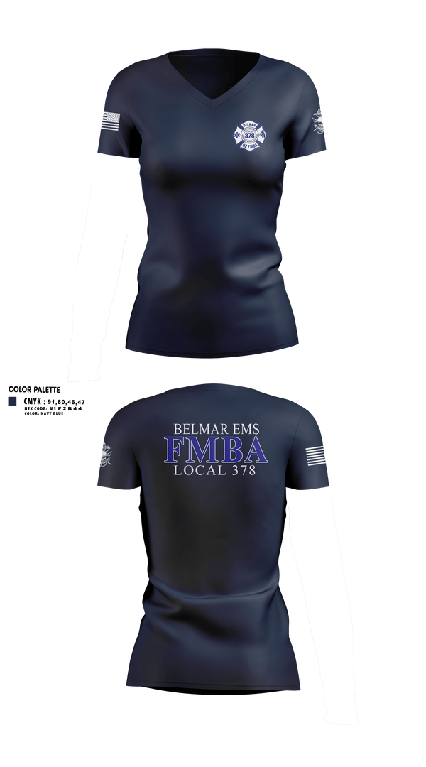 Womens Short Sleeve Vneck Shirt, Belmar FMBA, Fire Department, Teamtime, Team time, sublimation, custom sports apparel, team uniforms, spirit wear, spiritwear, sports uniforms, custom shirts, team store, custom team store, fundraiser sports, apparel fundraiser