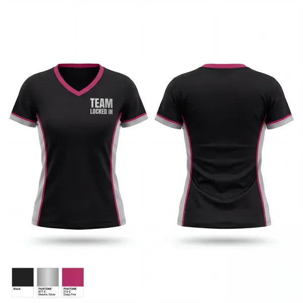 Womens Short Sleeve Vneck Shirt, Team Locked In, Women's Basketball, Teamtime, Team time, sublimation, custom sports apparel, team uniforms, spirit wear, spiritwear, sports uniforms, custom shirts, team store, custom team store, fundraiser sports, apparel fundraiser