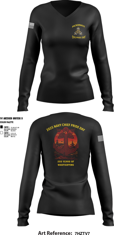 PNW CHIEFS 6578878 Women's Long Sleeve V-neck Shirt - 1 (1)