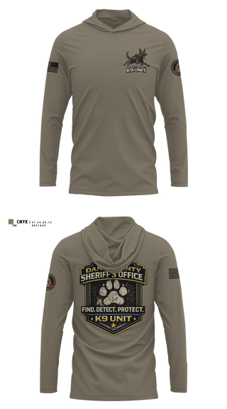 Long Sleeve hooded sunshirt, Dane County K9, Police, Teamtime, Team time, sublimation, custom sports apparel, team uniforms, spirit wear, spiritwear, sports uniforms, custom shirts, team store, custom team store, fundraiser sports, apparel fundraiser