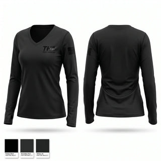 Womens Long Sleeve Vneck Shirt, THP motor carrier unit, Police, Teamtime, Team time, sublimation, custom sports apparel, team uniforms, spirit wear, spiritwear, sports uniforms, custom shirts, team store, custom team store, fundraiser sports, apparel fundraiser