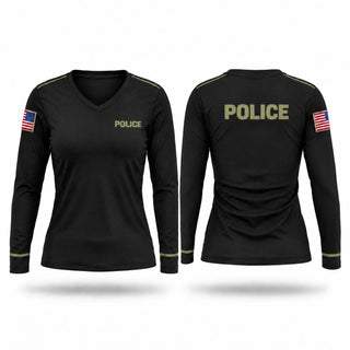 Womens Long Sleeve Vneck Shirt, Sterling ok pd, Police, Teamtime, Team time, sublimation, custom sports apparel, team uniforms, spirit wear, spiritwear, sports uniforms, custom shirts, team store, custom team store, fundraiser sports, apparel fundraiser