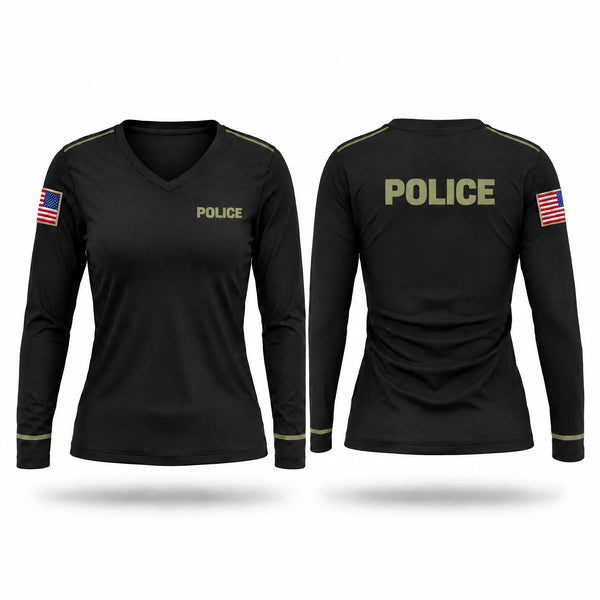 Womens Long Sleeve Vneck Shirt, Sterling ok pd, Police, Teamtime, Team time, sublimation, custom sports apparel, team uniforms, spirit wear, spiritwear, sports uniforms, custom shirts, team store, custom team store, fundraiser sports, apparel fundraiser