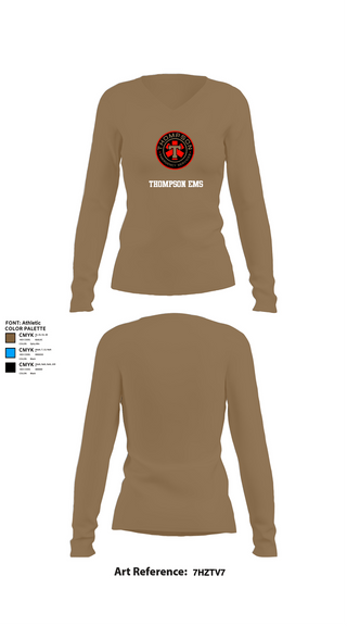 Womens Long Sleeve Vneck Shirt, Thompson EMS, , Teamtime, Team time, sublimation, custom sports apparel, team uniforms, spirit wear, spiritwear, sports uniforms, custom shirts, team store, custom team store, fundraiser sports, apparel fundraiser