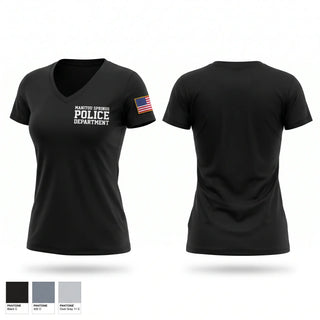 Womens Short Sleeve Vneck Shirt, Manitou Springs Police Department, Police, Teamtime, Team time, sublimation, custom sports apparel, team uniforms, spirit wear, spiritwear, sports uniforms, custom shirts, team store, custom team store, fundraiser sports, apparel fundraiser