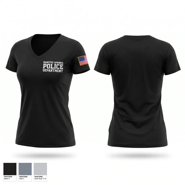 Manitou Springs Police Department Women's Short Sleeve V-neck Shirt - 1