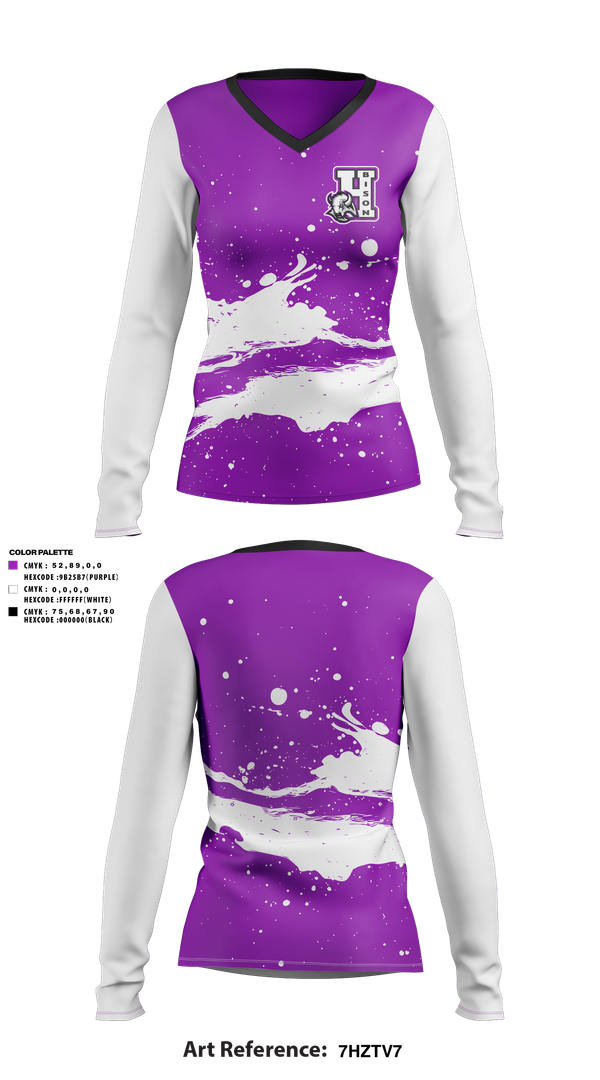 Womens Long Sleeve Vneck Shirt, Wilkerson Herd, , Teamtime, Team time, sublimation, custom sports apparel, team uniforms, spirit wear, spiritwear, sports uniforms, custom shirts, team store, custom team store, fundraiser sports, apparel fundraiser