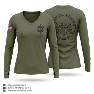Womens Long Sleeve Vneck Shirt, HANCOCK County Narcotics, Police, Teamtime, Team time, sublimation, custom sports apparel, team uniforms, spirit wear, spiritwear, sports uniforms, custom shirts, team store, custom team store, fundraiser sports, apparel fundraiser