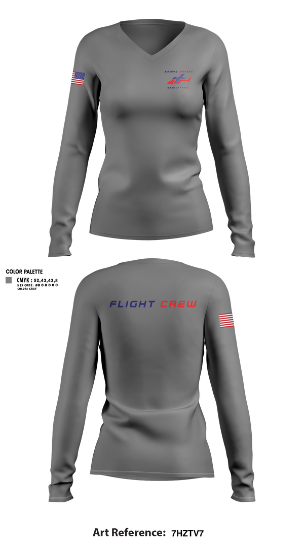Womens Long Sleeve Vneck Shirt, Air Evac Lifeteam, EMS/EMT, Teamtime, Team time, sublimation, custom sports apparel, team uniforms, spirit wear, spiritwear, sports uniforms, custom shirts, team store, custom team store, fundraiser sports, apparel fundraiser