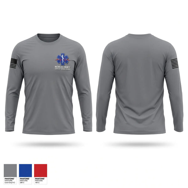 Long Sleeve Performance Shirt, Nicholas County EMS, EMS/EMT, Teamtime, Team time, sublimation, custom sports apparel, team uniforms, spirit wear, spiritwear, sports uniforms, custom shirts, team store, custom team store, fundraiser sports, apparel fundraiser