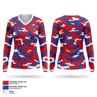 Womens Long Sleeve Vneck Shirt, 39th BDE 2-153 INF REG “GUNSLINGERS”, National Guard, Teamtime, Team time, sublimation, custom sports apparel, team uniforms, spirit wear, spiritwear, sports uniforms, custom shirts, team store, custom team store, fundraiser sports, apparel fundraiser