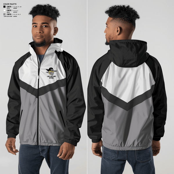 Windbreaker, Erie Lady Outlaws, Softball, Teamtime, Team time, sublimation, custom sports apparel, team uniforms, spirit wear, spiritwear, sports uniforms, custom shirts, team store, custom team store, fundraiser sports, apparel fundraiser