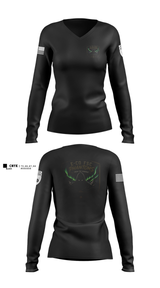 Womens Long Sleeve Vneck Shirt, E. Co 1/25, Army, Teamtime, Team time, sublimation, custom sports apparel, team uniforms, spirit wear, spiritwear, sports uniforms, custom shirts, team store, custom team store, fundraiser sports, apparel fundraiser