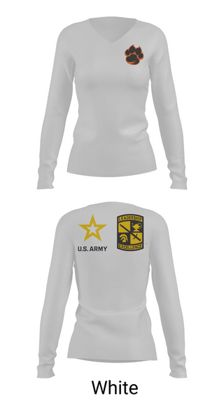 Womens Long Sleeve Vneck Shirt, MMI ROTC, Army, Teamtime, Team time, sublimation, custom sports apparel, team uniforms, spirit wear, spiritwear, sports uniforms, custom shirts, team store, custom team store, fundraiser sports, apparel fundraiser