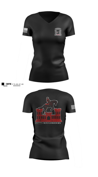 Womens Short Sleeve Vneck Shirt, 630th Engineer Clearance Company, Army, Teamtime, Team time, sublimation, custom sports apparel, team uniforms, spirit wear, spiritwear, sports uniforms, custom shirts, team store, custom team store, fundraiser sports, apparel fundraiser