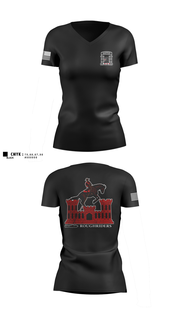 Womens Short Sleeve Vneck Shirt, 630th Engineer Clearance Company, Army, Teamtime, Team time, sublimation, custom sports apparel, team uniforms, spirit wear, spiritwear, sports uniforms, custom shirts, team store, custom team store, fundraiser sports, apparel fundraiser