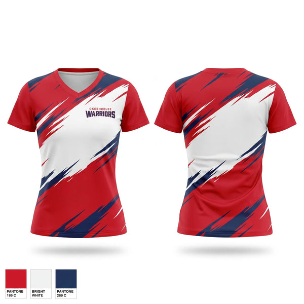 Womens Short Sleeve Vneck Shirt, Okeeheelee Warriors, Baseball, Teamtime, Team time, sublimation, custom sports apparel, team uniforms, spirit wear, spiritwear, sports uniforms, custom shirts, team store, custom team store, fundraiser sports, apparel fundraiser