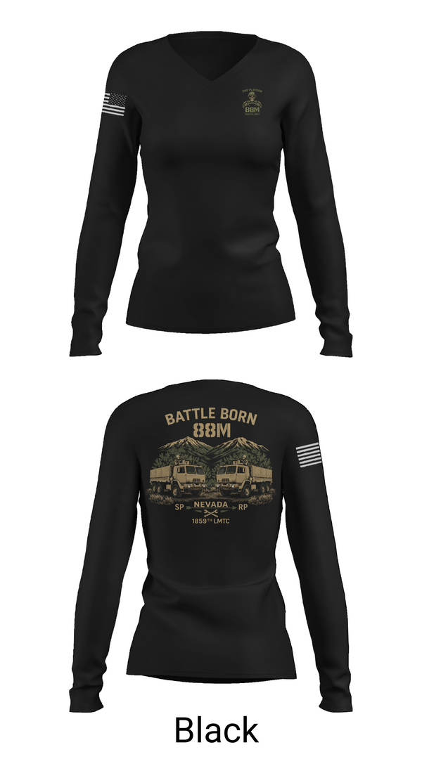 Womens Long Sleeve Vneck Shirt, 1859th LMTC, National Guard, Teamtime, Team time, sublimation, custom sports apparel, team uniforms, spirit wear, spiritwear, sports uniforms, custom shirts, team store, custom team store, fundraiser sports, apparel fundraiser