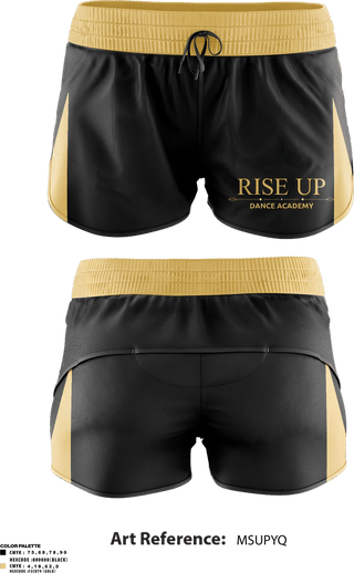 Womens Shorts, Rise Up Dance Academy, Cheer, Teamtime, Team time, sublimation, custom sports apparel, team uniforms, spirit wear, spiritwear, sports uniforms, custom shirts, team store, custom team store, fundraiser sports, apparel fundraiser