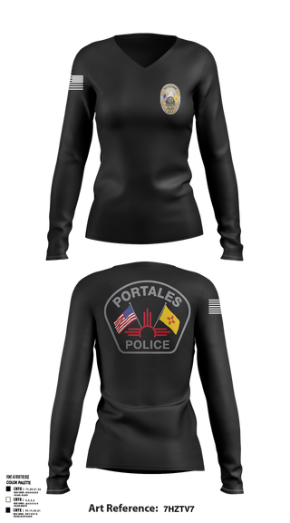 Womens Long Sleeve Vneck Shirt, Portales Police Department, Police, Teamtime, Team time, sublimation, custom sports apparel, team uniforms, spirit wear, spiritwear, sports uniforms, custom shirts, team store, custom team store, fundraiser sports, apparel fundraiser