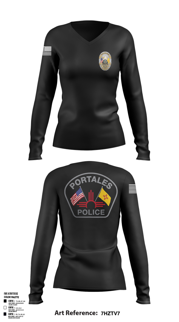 Womens Long Sleeve Vneck Shirt, Portales Police Department, Police, Teamtime, Team time, sublimation, custom sports apparel, team uniforms, spirit wear, spiritwear, sports uniforms, custom shirts, team store, custom team store, fundraiser sports, apparel fundraiser
