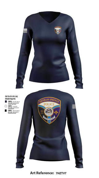 Womens Long Sleeve Vneck Shirt, Denham springs police department, Police, Teamtime, Team time, sublimation, custom sports apparel, team uniforms, spirit wear, spiritwear, sports uniforms, custom shirts, team store, custom team store, fundraiser sports, apparel fundraiser