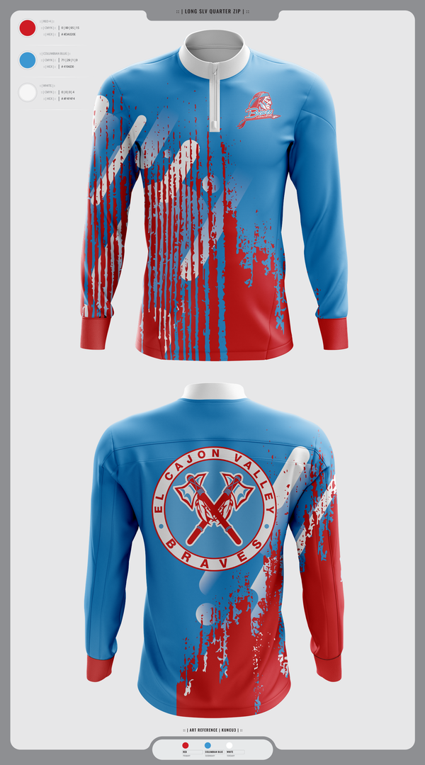 Quarter Zip Jacket, El Cajon Valley High School Cheer, Cheer, Teamtime, Team time, sublimation, custom sports apparel, team uniforms, spirit wear, spiritwear, sports uniforms, custom shirts, team store, custom team store, fundraiser sports, apparel fundraiser