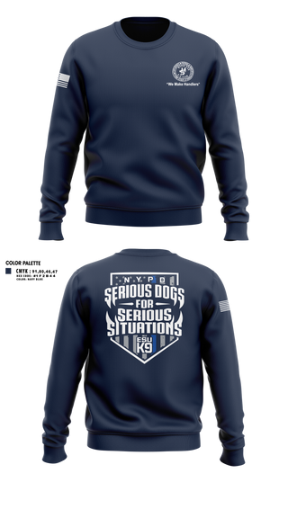 Crew Neck Sweatshirt, NYPD ESU K9, Police, Teamtime, Team time, sublimation, custom sports apparel, team uniforms, spirit wear, spiritwear, sports uniforms, custom shirts, team store, custom team store, fundraiser sports, apparel fundraiser