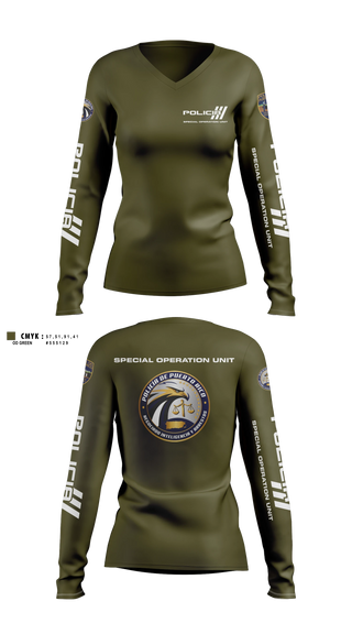 Womens Long Sleeve Vneck Shirt, Inteligencia criminal, Police, Teamtime, Team time, sublimation, custom sports apparel, team uniforms, spirit wear, spiritwear, sports uniforms, custom shirts, team store, custom team store, fundraiser sports, apparel fundraiser
