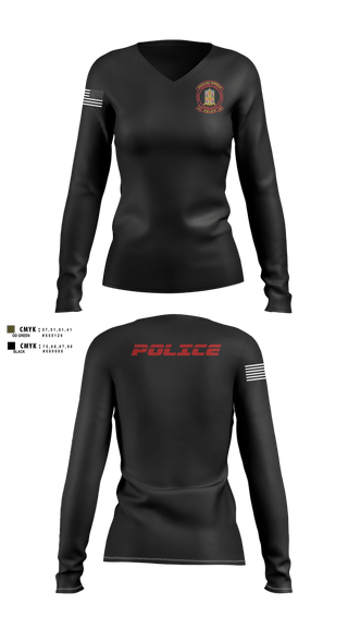 Womens Long Sleeve Vneck Shirt, Douglass Township Police Department, Police, Teamtime, Team time, sublimation, custom sports apparel, team uniforms, spirit wear, spiritwear, sports uniforms, custom shirts, team store, custom team store, fundraiser sports, apparel fundraiser
