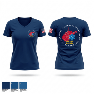 Womens Short Sleeve Vneck Shirt, IAEP Local 304, EMS/EMT, Teamtime, Team time, sublimation, custom sports apparel, team uniforms, spirit wear, spiritwear, sports uniforms, custom shirts, team store, custom team store, fundraiser sports, apparel fundraiser