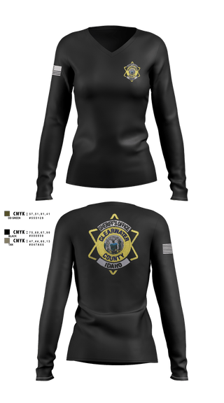 Womens Long Sleeve Vneck Shirt, Clearwater County Sheriff’s Office, Police, Teamtime, Team time, sublimation, custom sports apparel, team uniforms, spirit wear, spiritwear, sports uniforms, custom shirts, team store, custom team store, fundraiser sports, apparel fundraiser