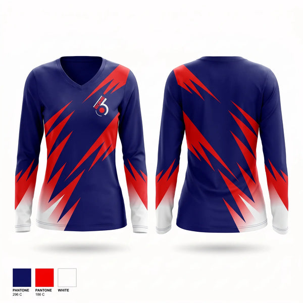 Womens Long Sleeve Vneck Shirt, Zone 6, , Teamtime, Team time, sublimation, custom sports apparel, team uniforms, spirit wear, spiritwear, sports uniforms, custom shirts, team store, custom team store, fundraiser sports, apparel fundraiser