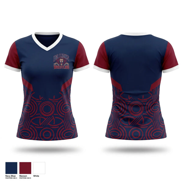 Womens Short Sleeve Vneck Shirt, B2 lions, Wrestling, Teamtime, Team time, sublimation, custom sports apparel, team uniforms, spirit wear, spiritwear, sports uniforms, custom shirts, team store, custom team store, fundraiser sports, apparel fundraiser