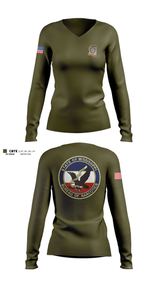 Womens Long Sleeve Vneck Shirt, Mississippi Bureau of Narcotics, Police, Teamtime, Team time, sublimation, custom sports apparel, team uniforms, spirit wear, spiritwear, sports uniforms, custom shirts, team store, custom team store, fundraiser sports, apparel fundraiser