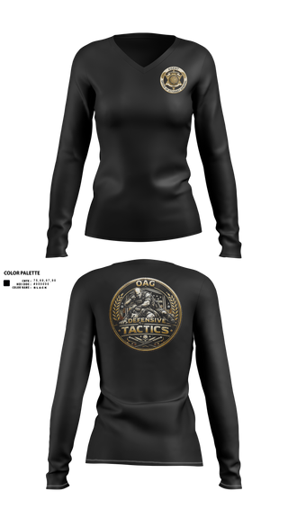 Womens Long Sleeve Vneck Shirt, OAG-DT, Police, Teamtime, Team time, sublimation, custom sports apparel, team uniforms, spirit wear, spiritwear, sports uniforms, custom shirts, team store, custom team store, fundraiser sports, apparel fundraiser