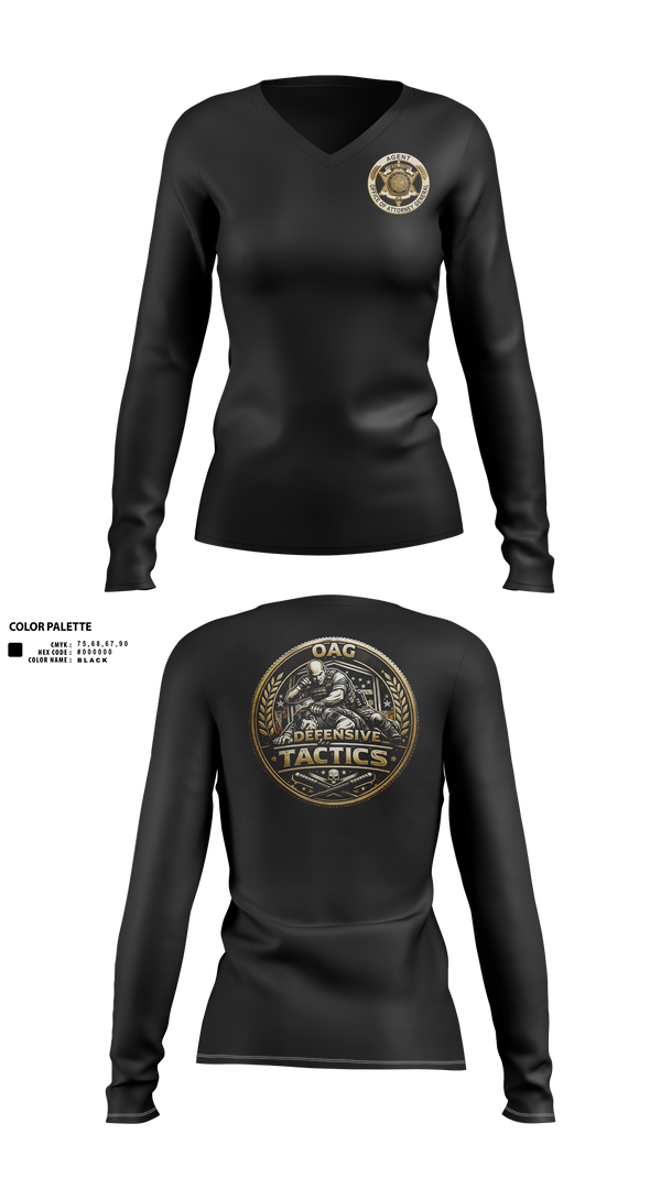 Womens Long Sleeve Vneck Shirt, OAG-DT, Police, Teamtime, Team time, sublimation, custom sports apparel, team uniforms, spirit wear, spiritwear, sports uniforms, custom shirts, team store, custom team store, fundraiser sports, apparel fundraiser