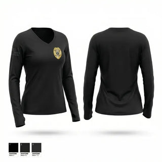 Womens Long Sleeve Vneck Shirt, Middleton Police Department, Police, Teamtime, Team time, sublimation, custom sports apparel, team uniforms, spirit wear, spiritwear, sports uniforms, custom shirts, team store, custom team store, fundraiser sports, apparel fundraiser