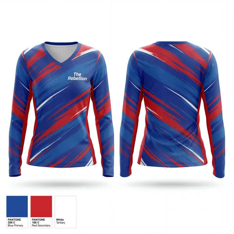Womens Long Sleeve Vneck Shirt, The Rebellion, Men's Soccer, Teamtime, Team time, sublimation, custom sports apparel, team uniforms, spirit wear, spiritwear, sports uniforms, custom shirts, team store, custom team store, fundraiser sports, apparel fundraiser