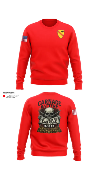 Crew Neck Sweatshirt, Carnage BTRY, 3-16 FA, , Teamtime, Team time, sublimation, custom sports apparel, team uniforms, spirit wear, spiritwear, sports uniforms, custom shirts, team store, custom team store, fundraiser sports, apparel fundraiser