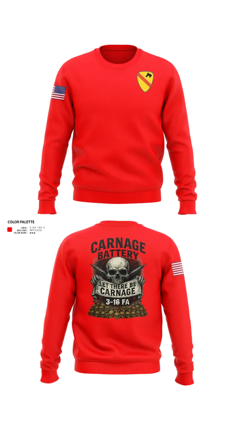 Crew Neck Sweatshirt, Carnage BTRY, 3-16 FA, , Teamtime, Team time, sublimation, custom sports apparel, team uniforms, spirit wear, spiritwear, sports uniforms, custom shirts, team store, custom team store, fundraiser sports, apparel fundraiser