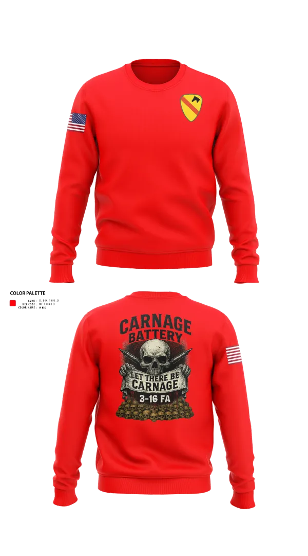 Crew Neck Sweatshirt, Carnage BTRY, 3-16 FA, , Teamtime, Team time, sublimation, custom sports apparel, team uniforms, spirit wear, spiritwear, sports uniforms, custom shirts, team store, custom team store, fundraiser sports, apparel fundraiser