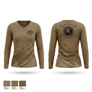 Womens Long Sleeve Vneck Shirt, Global Protection & Strategic Group, , Teamtime, Team time, sublimation, custom sports apparel, team uniforms, spirit wear, spiritwear, sports uniforms, custom shirts, team store, custom team store, fundraiser sports, apparel fundraiser