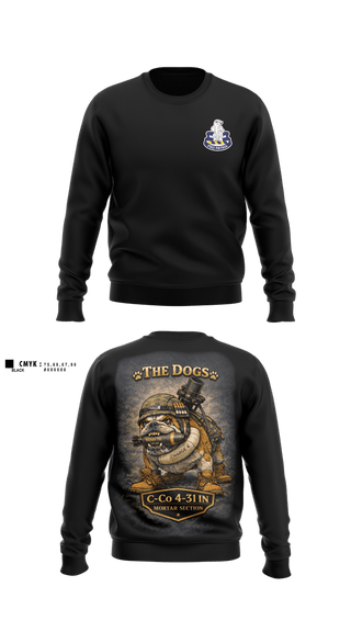 Crew Neck Sweatshirt, C-co 4-31 INF Mortar Section, Army, Teamtime, Team time, sublimation, custom sports apparel, team uniforms, spirit wear, spiritwear, sports uniforms, custom shirts, team store, custom team store, fundraiser sports, apparel fundraiser